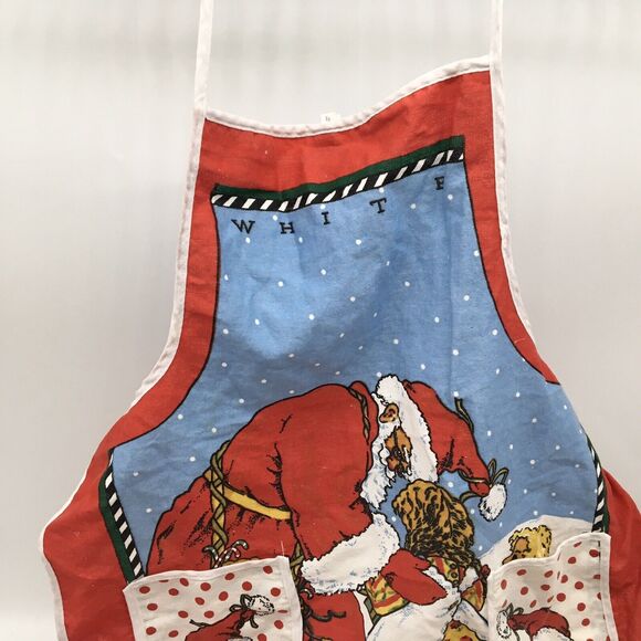 Christmas Apron White Christmas Santa With Child - Picture 3 of 4